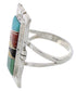 Sterling Silver Southwest Multicolor Inlay Ring Size 5-3/4 WX41361